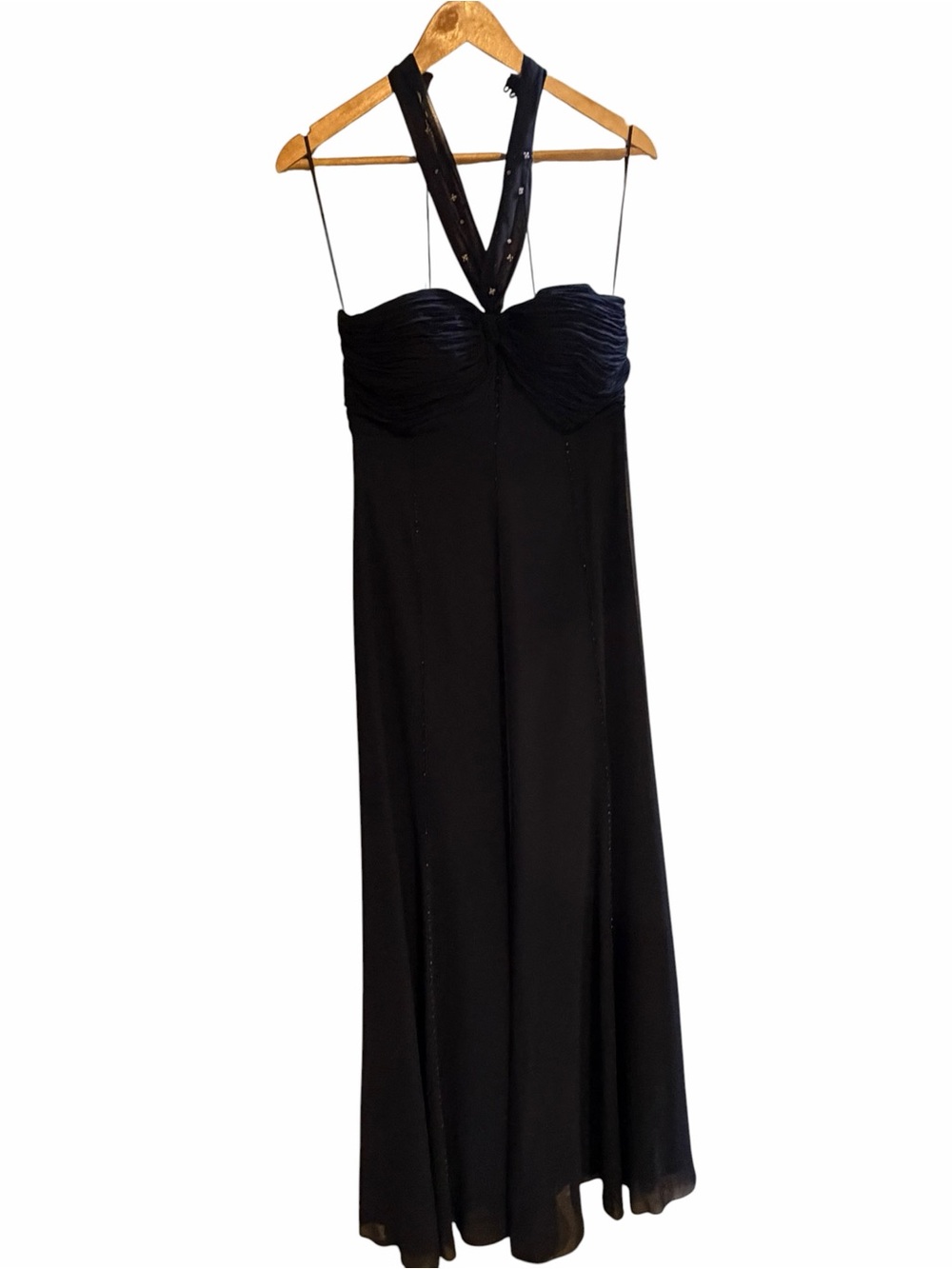 Gina Bacconi Navy Halter Maxi Dress Prom Elegant Evening dress - Picture 7 of 7